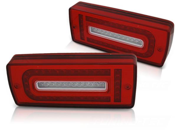 LED Lightbar Rückleuchten passend für Mercedes G-Klasse W463 Bj. 89 -12 Rot/Chrom