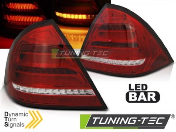 Voll LED Lightbar Rückleuchten passend für Mercedes C-Klasse W203 Limo  00-04 Rot/Chrom