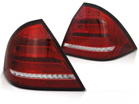 Voll LED Lightbar Rückleuchten passend für Mercedes C-Klasse W203 Limo  00-04 Rot/Chrom