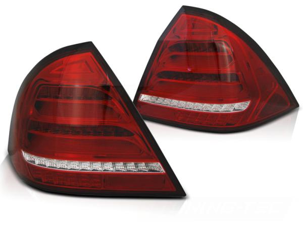 Voll LED Lightbar Rückleuchten passend für Mercedes C-Klasse W203 Limo  04-07 Rot/Chrom