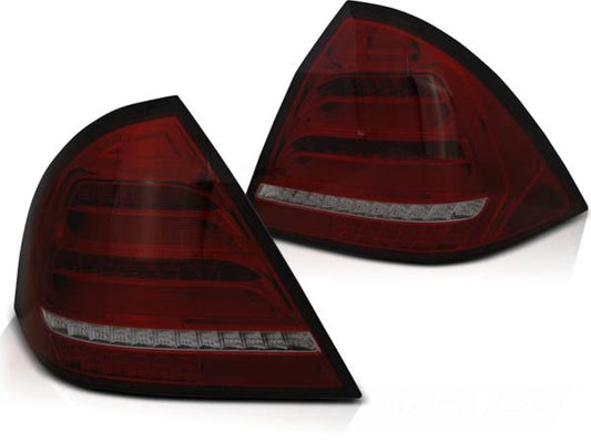 Voll LED Lightbar Rückleuchten passend für Mercedes C-Klasse W203 Limo 04-07 Rot/Smoke