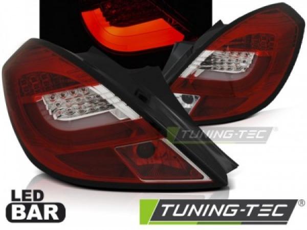 LED Lightbar Rückleuchten passend für Opel Corsa D (3-Türer) Bj. 06-14 Rot/Chrom