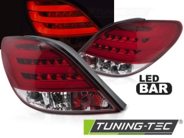 LED Lightbar Rückleuchten passend für Peugeot 207 Bj. 06-09 Rot/Chrom