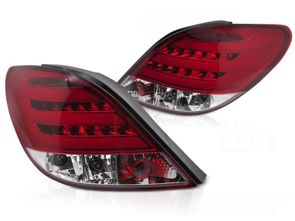 LED Lightbar Rückleuchten passend für Peugeot 207 Bj. 06-09 Rot/Chrom