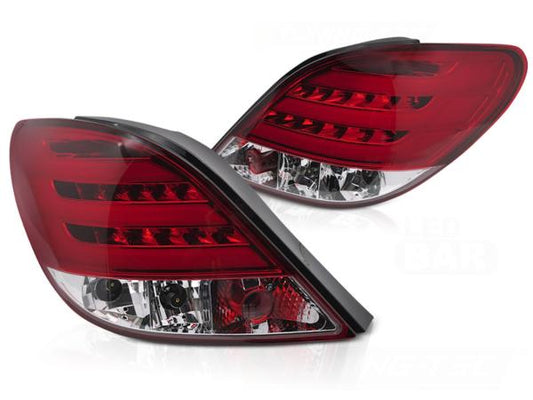 LED Lightbar Rückleuchten passend für Peugeot 207 Bj. 06-09 Rot/Chrom