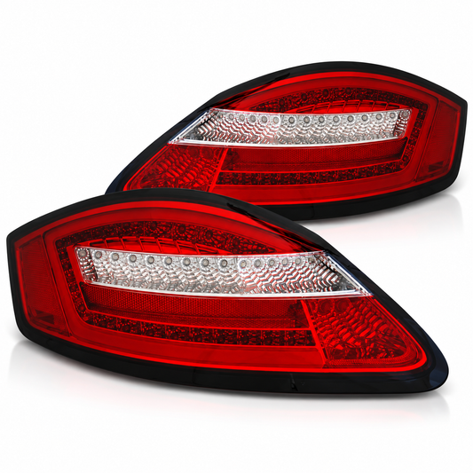 LED Rückleuchten passend für Porsche BOXSTER 987 / CAYMAN 2005–2008 Rot/Weiß dynamisch