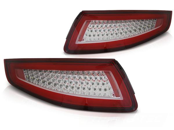 Voll LED Lightbar Rückleuchten passend für Porsche 911 997 Bj. 04-08 Rot/Chrom