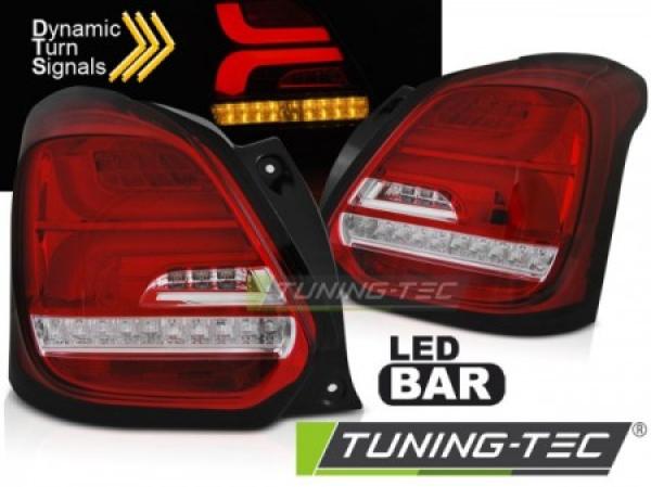 LED Lightbar Rückleuchten passend für Suzuki Swift V 17- Rot/Chrom dynamischer Blinker