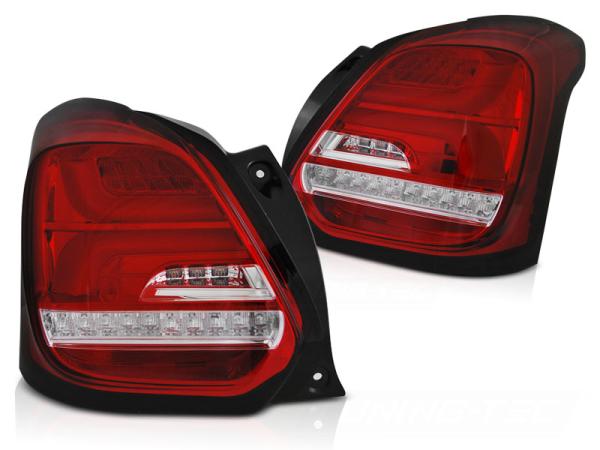 LED Lightbar Rückleuchten passend für Suzuki Swift V 17- Rot/Chrom dynamischer Blinker