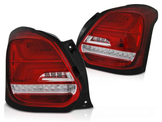 LED Lightbar Rückleuchten passend für Suzuki Swift V 17- Rot/Chrom dynamischer Blinker