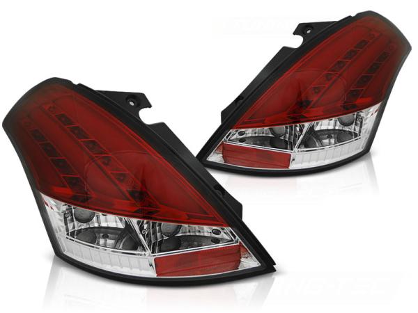 LED Lightbar Rückleuchten passend für Suzuki Swift IV (FZ, NZ) Bj. 10-17 Rot/Chrom