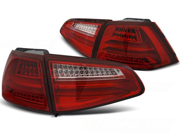 Voll LED Lightbar Rückleuchten passend für VW Golf 7 (VII) Limo Bj. 12-17 Rot/Smoke
