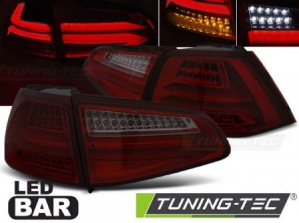 Voll LED Lightbar Rückleuchten passend für VW Golf 7 (VII) Limo Bj. 12-17 Rot/Smoke