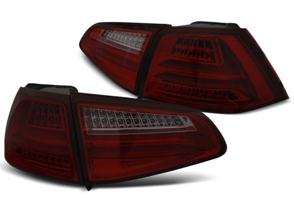 Voll LED Lightbar Rückleuchten passend für VW Golf 7 (VII) Limo Bj. 12-17 Rot/Smoke