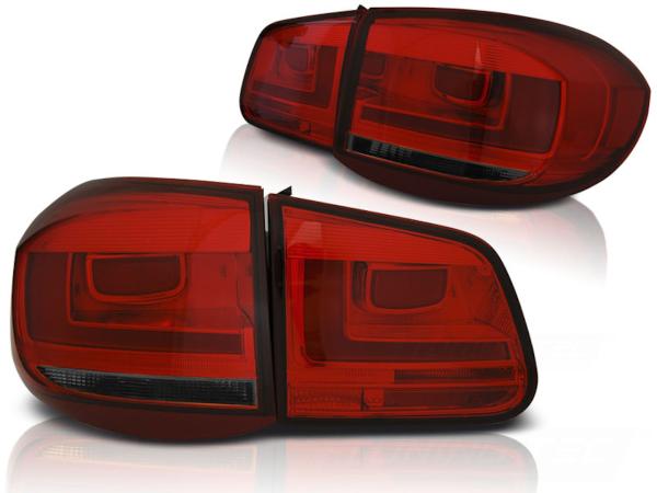 LED Lightbar Rückleuchten passend für VW Tiguan 5N Bj. 07-11 Dunkelrot/Smoke