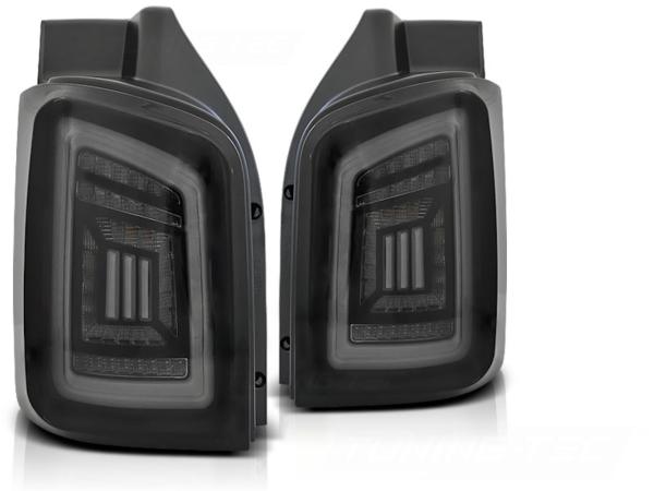 Voll LED Lightbar Rückleuchten passend für VW T5 / T5 GP 03- Schwarz Smoke (Heckklappe)