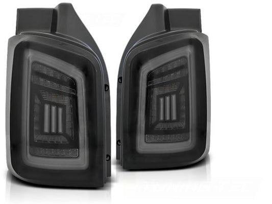 Voll LED Lightbar Rückleuchten passend für VW T5 / T5 GP 03- Schwarz Smoke (Heckklappe)
