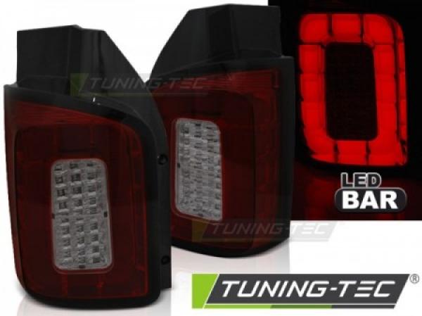 Voll LED Lightbar Rückleuchten passend für VW T6 15-19 Rot/Smoke (Flügeltüren / Halogen)