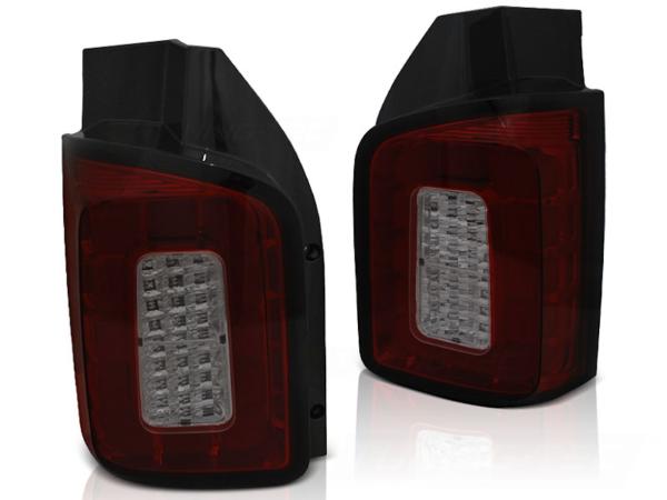 Voll LED Lightbar Rückleuchten passend für VW T6 15-19 Rot/Smoke (Flügeltüren / Halogen)