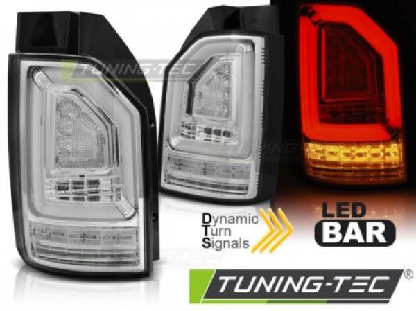 Voll LED Lightbar Rückleuchten passend für VW T6 Bj. 15-19 Chrom (Heckklappe / Halogen)