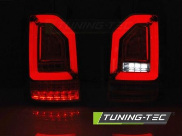 Voll LED Lightbar Rückleuchten passend für VW T6 Bj.15-19 Rot/Chrom (Heckklappe /Halogen）