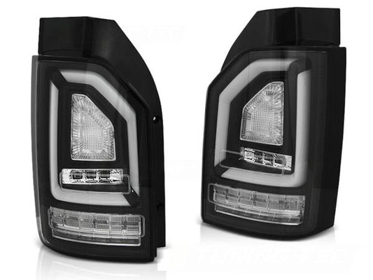 Voll LED Lightbar Rückleuchten passend für VW T6 15-19 Schwarz (Heckklappe / Halogen)