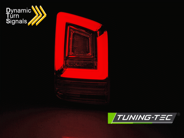 Voll LED Lightbar Rückleuchten passend für VW T6 15-19 Rot/Chrom (Flügeltüren / Halogen)