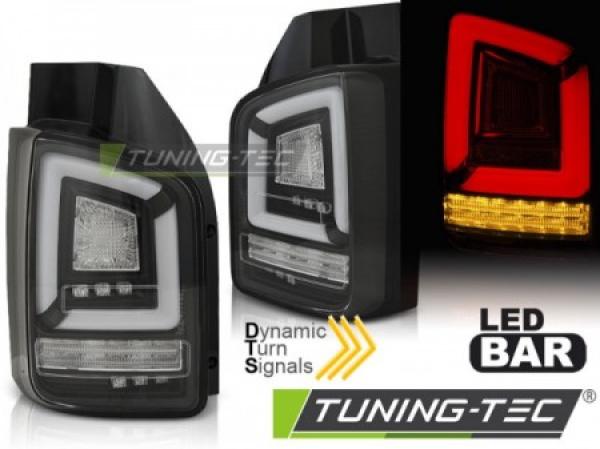 Voll LED Lightbar Rückleuchten passend für VW T6  15-19 Schwarz (Flügeltüren / Halogen)