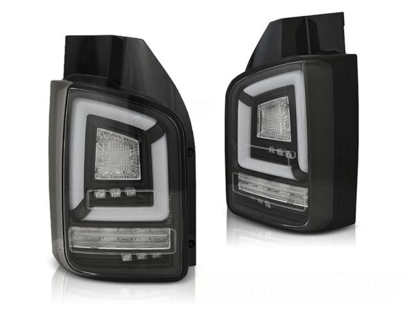 Voll LED Lightbar Rückleuchten passend für VW T6  15-19 Schwarz (Flügeltüren / Halogen)