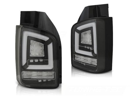 Voll LED Lightbar Rückleuchten passend für VW T6  15-19 Schwarz (Flügeltüren / Halogen)