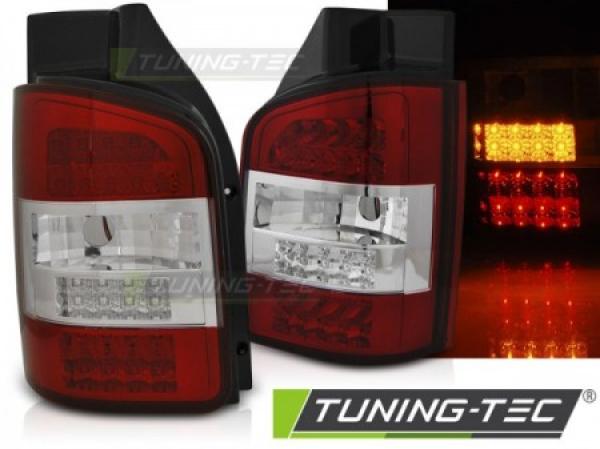 LED Rückleuchten passend für VW T5 Bj. 03-09 Rot/Chrom (Flügeltüren)