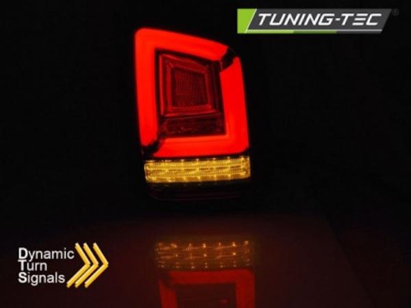 Voll LED Lightbar Rückleuchten passend für VW T5 Bj. 03-09 Rot/Chrom dynamischer Blinker