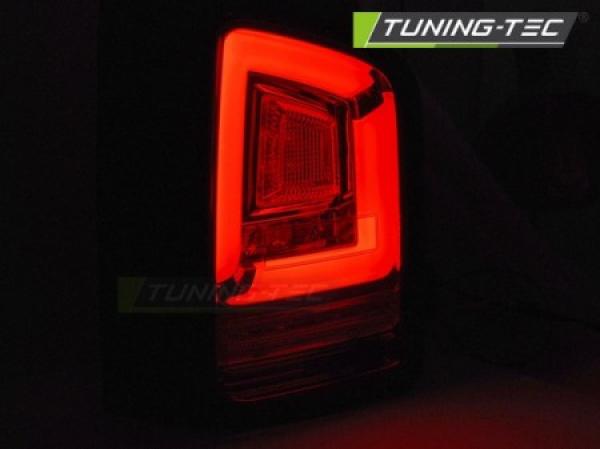 Voll LED Lightbar Rückleuchten passend für VW T5 GP Facelift 09- Rot/Chrom (Flügeltüren)