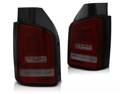 Voll LED Lightbar Rückleuchten passend für VW T5 GP Facelift  09 Rot/Smoke (Flügeltüren)