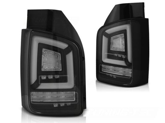 Voll LED Lightbar Rückleuchten passend für VW T5 GP Facelift  09-15 Schwarz (Flügeltüren)