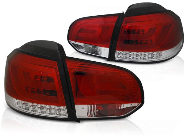 LED Lightbar Rückleuchten passend für VW Golf 6 (VI) Bj. 08-12 Rot/Chrom