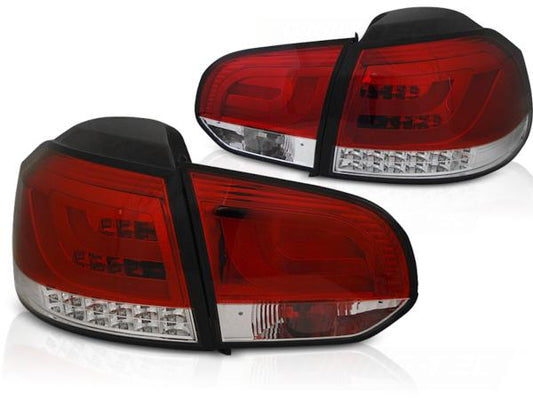 LED Lightbar Rückleuchten passend für VW Golf 6 (VI) Bj. 08-12 Rot/Chrom