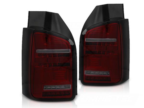 Voll LED Lightbar Rückleuchten passend für VW T5 GP Facelift 09- Rot/Smoke (Flügeltüren)