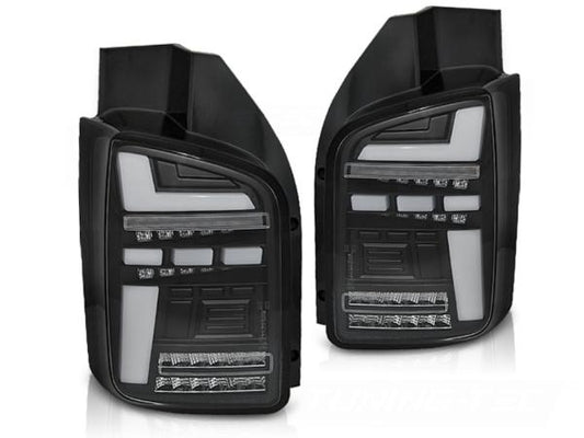 Voll LED Lightbar Rückleuchten passend für VW T6  15-19 Schwarz (Flügeltüren / Halogen)