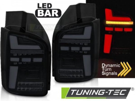 Voll LED Lightbar Rückleuchten passend für VW T6.1 19- Schwarz/Smoke Flügeltüren Halogen