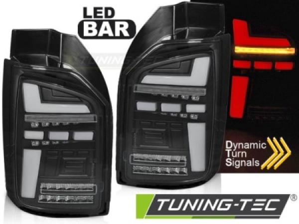 Voll LED Lightbar Rückleuchten passend für VW T6 15-19 Schwarz (Heckklappe / Halogen)