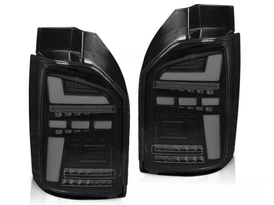 Voll LED Lightbar Rückleuchten passend für VW T6 15- Schwarz Smoke (Heckklappe /Halogen)