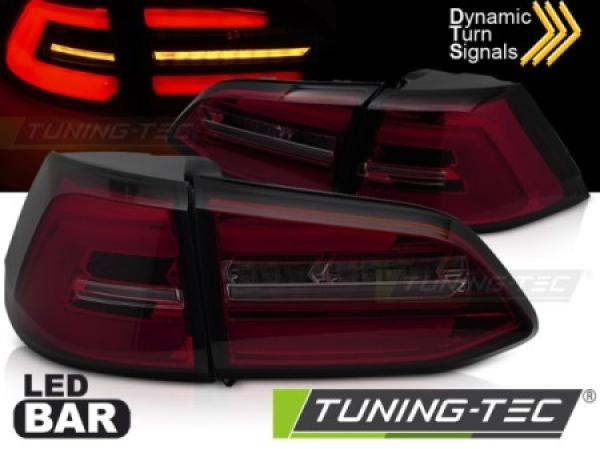 Voll LED Lightbar Rückleuchten passend für VW Golf 7 (VII) Variant Bj. 13-17 Rot/Smoke