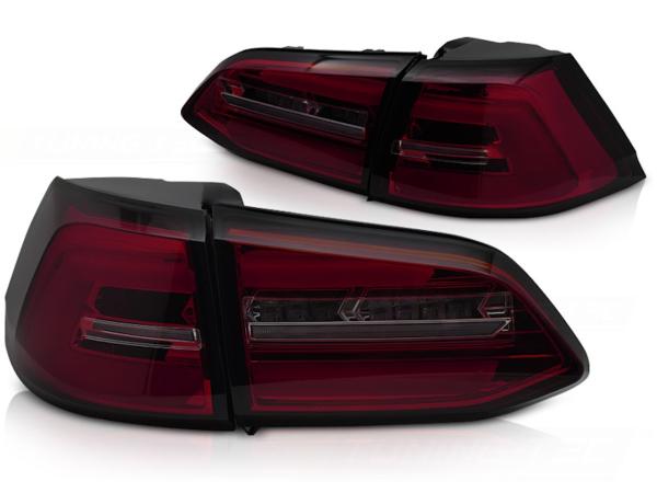 Voll LED Lightbar Rückleuchten passend für VW Golf 7 (VII) Variant Bj. 13-17 Rot/Smoke