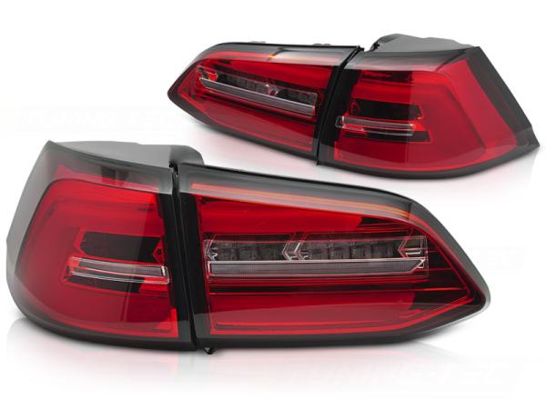 Voll LED Lightbar Rückleuchten passend für VW Golf 7 (VII) Variant Bj. 13-17 Rot/Chrom