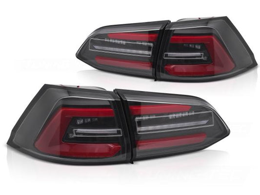 Voll LED Lightbar Rückleuchten passend für VW Golf 7 Variant 13-17 Schwarz rote Lightbar