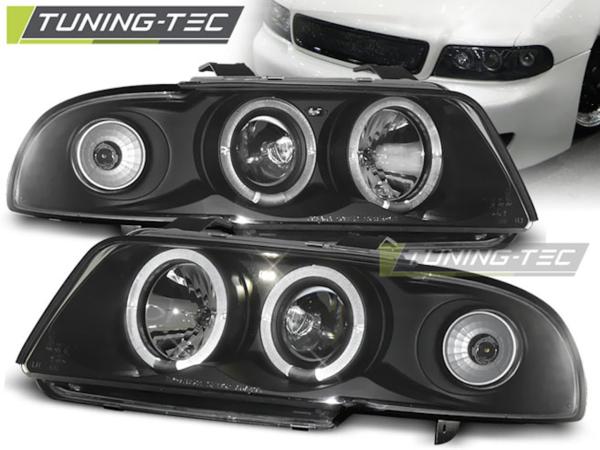 LED Angel Eyes Scheinwerfer passend für Audi A4 B5 94-98 schwarz