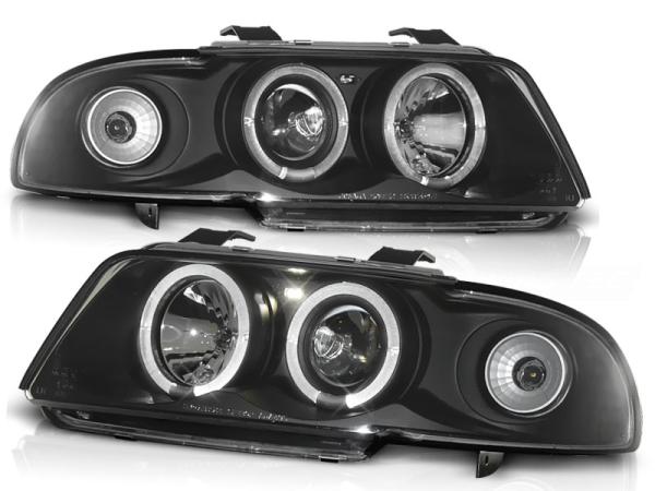 LED Angel Eyes Scheinwerfer passend für Audi A4 B5 94-98 schwarz