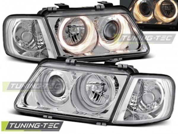 Scheinwerfer Angel Eyes passend für Audi A3 8L Bj. 96-00 Chrom