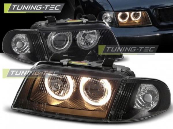 Scheinwerfer Angel Eyes passend für Audi A4 B5 Bj. 94-98 Schwarz